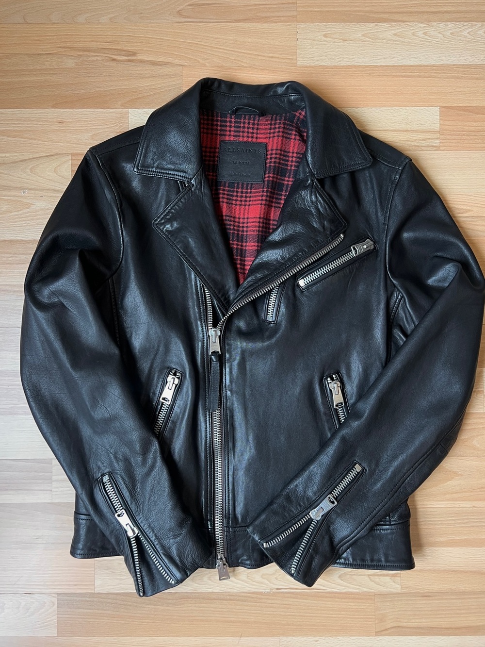 All Saints Black Leather Biker Jacket